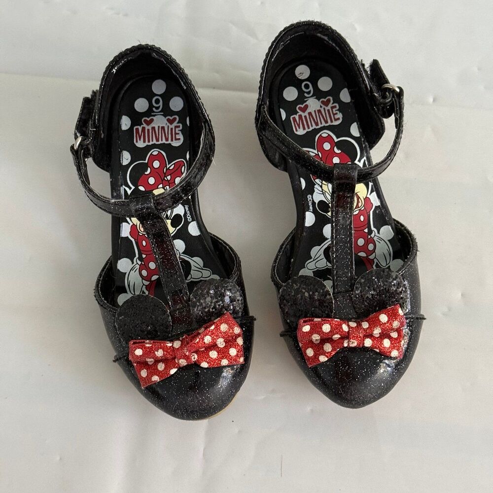 Disney Minnie Mouse Toddler Sz 9 Dress Shoe Glitter 3D Bows and Ears Halloween